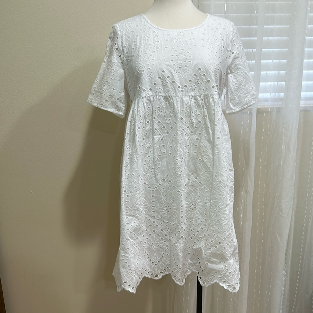 Style and Co white eyelet dress size small S lined like new